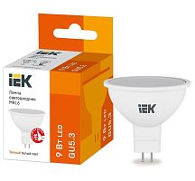 Лампа светодиодная MR16 софит 9Вт 230В 3000К GU5.3 | код LLE-MR16-9-230-30-GU5 | IEK